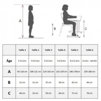 60x50 cm - Table scolaire réglable en hauteur Noa