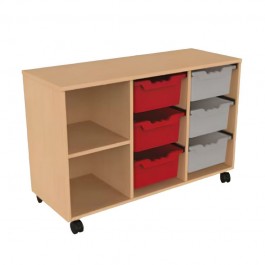 Meuble sur roulettes 2 cases - 6 bacs