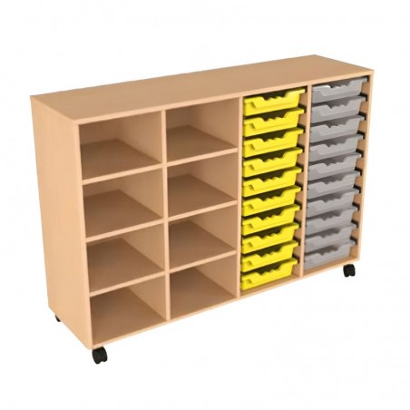 Meuble de rangement sur roulettes - 8 cases 20 bacs