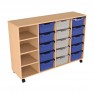 Meuble en bois 4 cases + 15 bacs en plastique