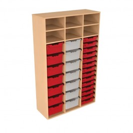 Armoire scolaire 3 colonnes - 6 cases et 28 bacs