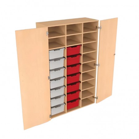 Armoire pour école avec porte - 13 cases - 14 bacs