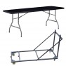 Lot - Tables polypro pliantes noires 183 cm + chariot