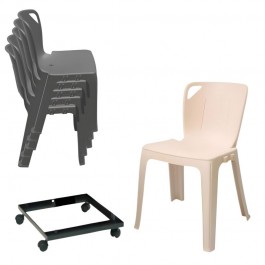 Chaise empilable plastique Elena M4 + chariot